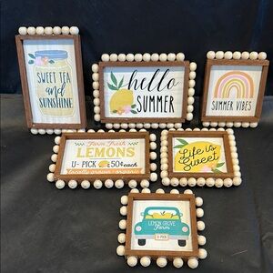Rustic Wooden Home Accent Summer Magnets Set of 6